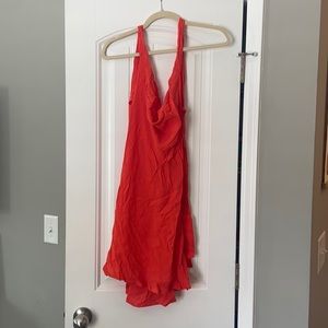 Red Orange cowl neck halter dress - tennessee game